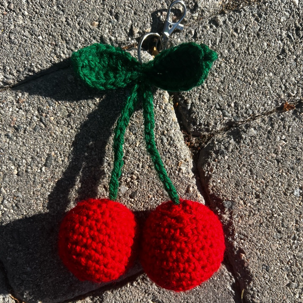 Hand Crocheted Cherries Keychain! - Picture 15 of 15